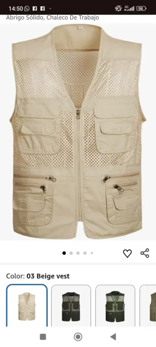 Chaleco multibolsillos hombre beige