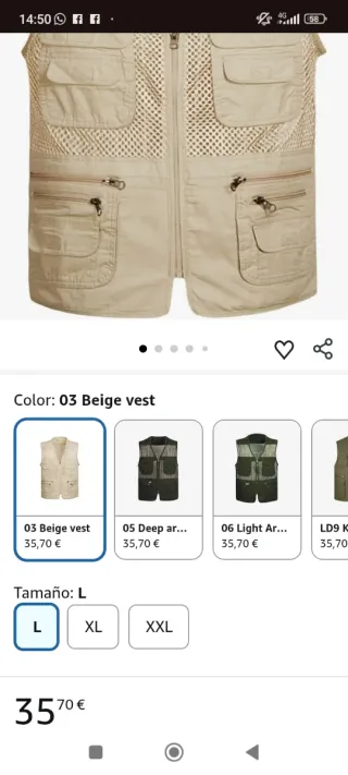 Chaleco multibolsillos hombre beige