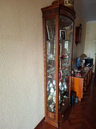 Vitrina madera y cristal curvado con luz interior