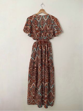 Vestido largo estampado étnico