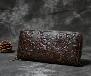 Cartera Mujer Cuero Genuino Café Retro