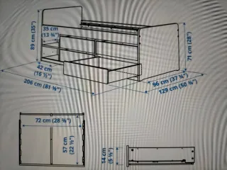 Cama Slakt Ikea 90x200 con almacenaje doble