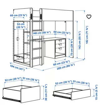 Litera alta Smastad Ikea blanca