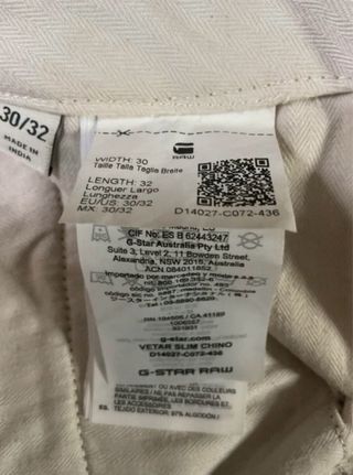 Pantalón chino hombre de G-Star Raw (W30/L32)