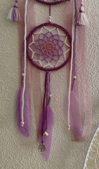 Atrapasueños mediano lila/violeta/crudo - 16x58 cm