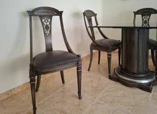 Mesa de comedor cristal y madera