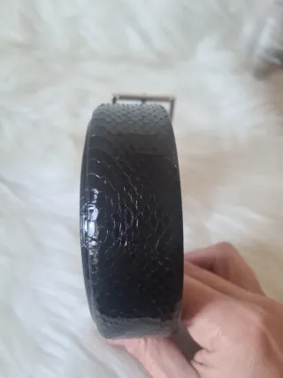 Cintura Uomo Vera Pelle Rettile Nera