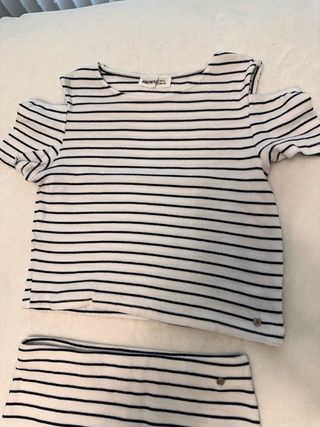 Conjunto Falda y Top Rayas brownie