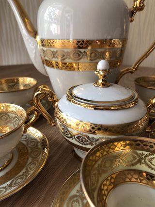 Juego de té Limoges porcelana oro
