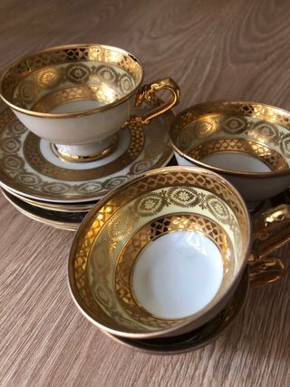 Juego de té Limoges porcelana oro