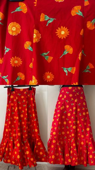 Falda flamenca romería floral