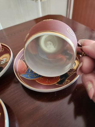 Juego de café vintage japonés con geisha