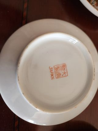 Juego de café vintage japonés con geisha