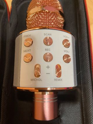 Micrófono Karaoke Portátil Rosa con Estuche