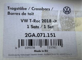 Barras de techo Volkswagen T-Roc 2018-2025
