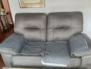 Sofá doble gris tela