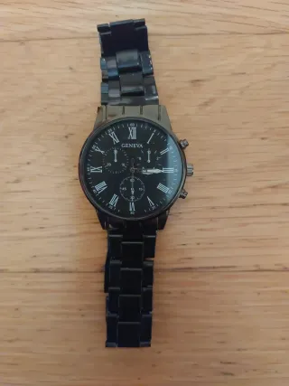Reloj Geneva Negro y Plateado