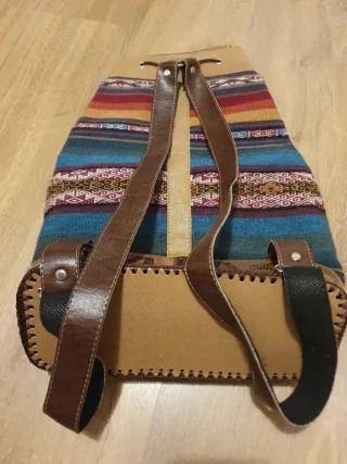 Mochila Cuero y Lana Alpaca Peruana