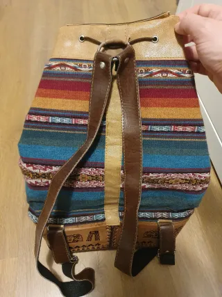Mochila Cuero y Lana Alpaca Peruana