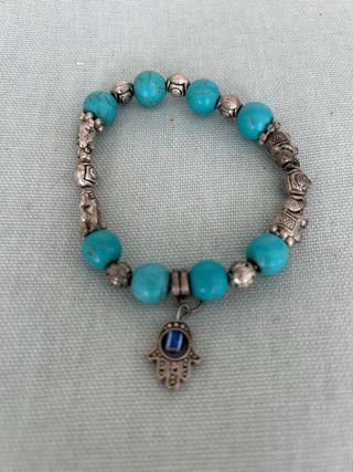 Pulsera Turquesa y Plata con Hamsa