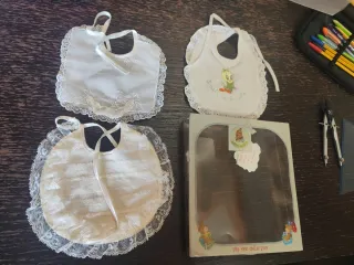 Set 3 bavaglini neonato pizzo