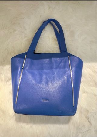Bolso Tote Piel Furla Audrey Azul Eléctrico