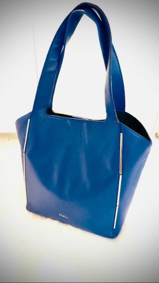 Bolso Tote Piel Furla Audrey Azul Eléctrico