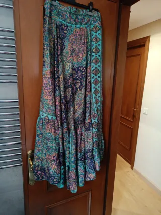 Falda larga estampada multicolor