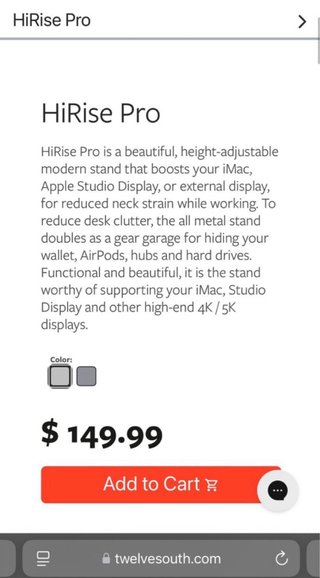 TWELVE SOUTH HiRise Pro iMac - supporto per monitor Apple