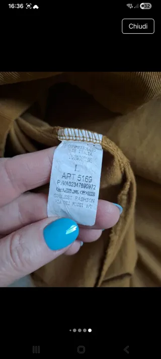Vestito senape a costine 100% cotone