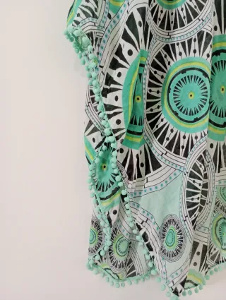 Abito copricostume asimmetrico hippie in cotone L