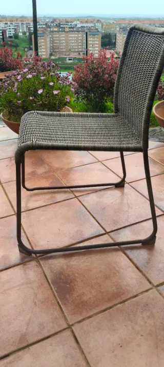 Mesa y 6 Sillas Ratán Jardín Exterior