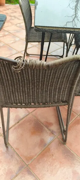 Mesa y 6 Sillas Ratán Jardín Exterior