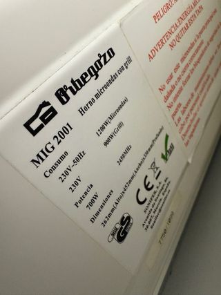 Microondas Orbegozo Blanco con Grill