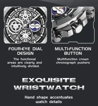 Reloj TIMEARTX Hombre Negro y Plateado