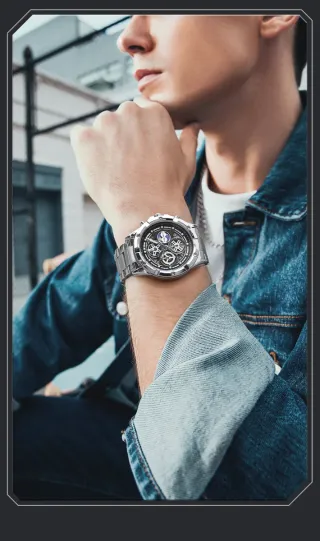 Reloj TIMEARTX Hombre Negro y Plateado