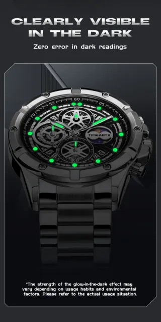 Reloj TIMEARTX Hombre Negro y Plateado