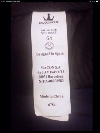 Traje Macson azul hombre