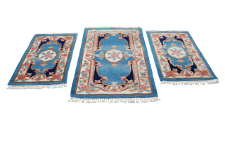 Tris Tappeti Azzurro con Rose camera da letto