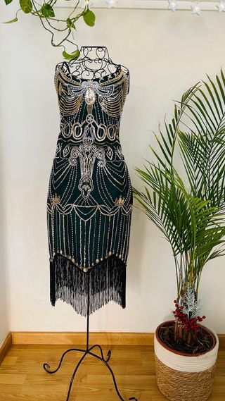 Vestido Gatsby Lentejuelas Dorado y Verde
