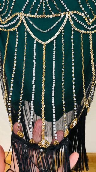 Vestido Gatsby Lentejuelas Dorado y Verde