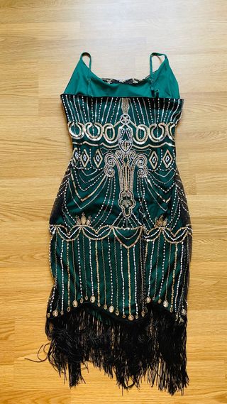 Vestido Gatsby Lentejuelas Dorado y Verde