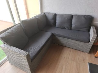 Divano angolare per terrazzo/giardino grigio Naterial Davos
