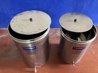 2 Bidones Acero Inoxidable 100L y 75L