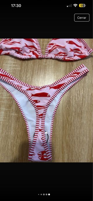 Bikini peces rosa y rojo Talla S