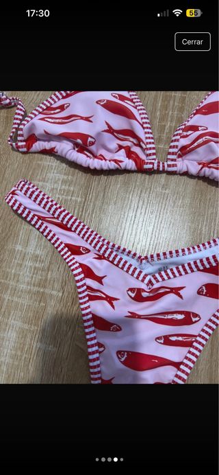 Bikini peces rosa y rojo Talla S