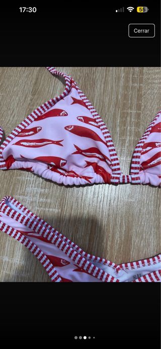 Bikini peces rosa y rojo Talla S