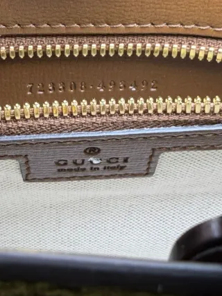 Borsa Gucci a spalla beige e marrone