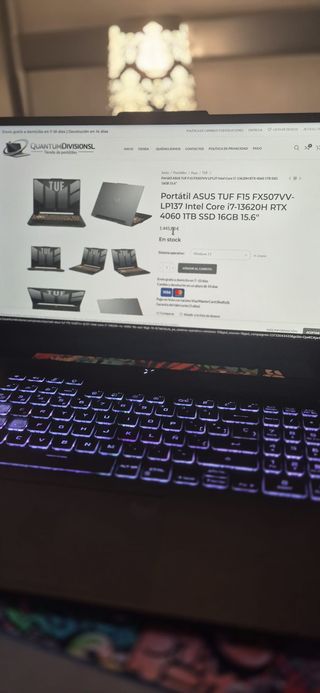 Portátil Gaming Asus TUF F15, RTX 4060, I7-13620H