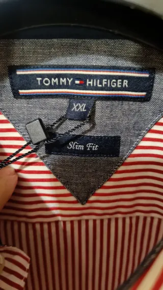 Camisa Tommy Hilfiger Rayas Rojas Talla XL